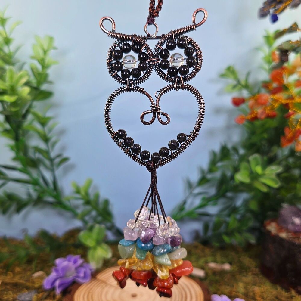 Handmade Obsidian Crystal Owl Décor #78